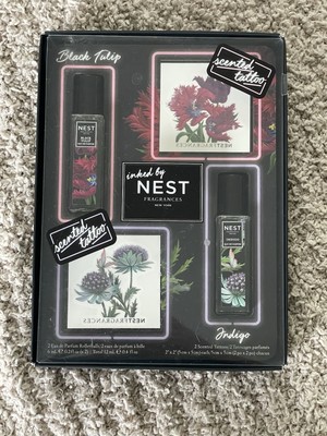 Nest Fragrances Inked Black Tulip + Indigo Rollerballs + Scented Tattoo Duo Set