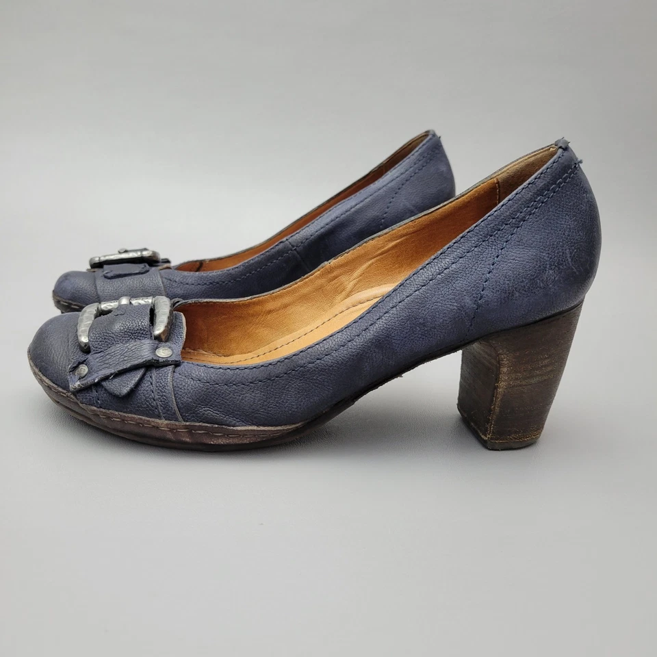 Zapatos de tacón A.S.98 Airstep para mujer talla 8,5 EU 39 azul cuero italiano hebilla grande  Foto 2 de 4