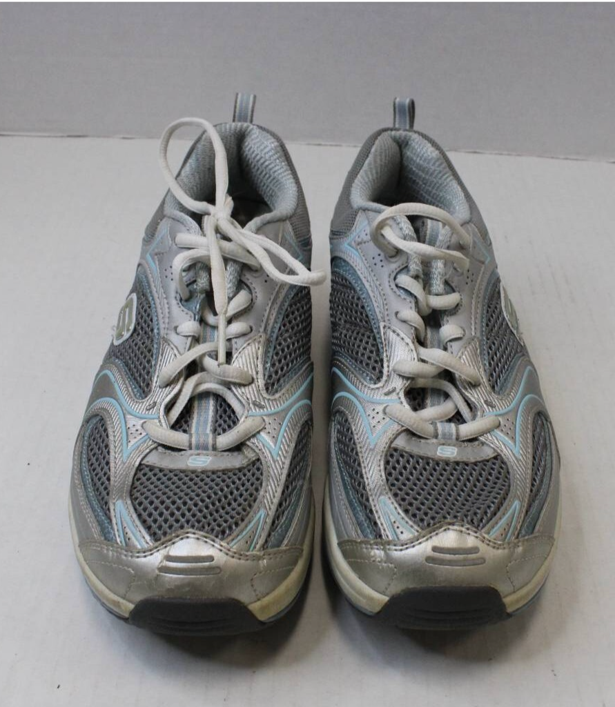 写真 Skechers Shape Ups Shoes Womens Size 8.5 Silver Teal Athletic