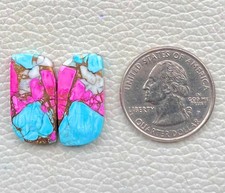 Cotton Candy Pair Kingman Turquoise Fancy Cabochon Gemstone 24 Ct F0 294