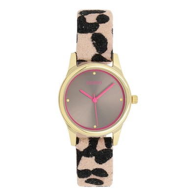 Oozoo Uhr Armbanduhr Designuhr Pink Gold Leo Print 28 mm