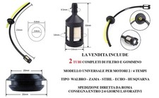 2 Kit Tubi Benzina Giallo Nero Gommino + Filtro Traforato Decespugliatore 2T 4T