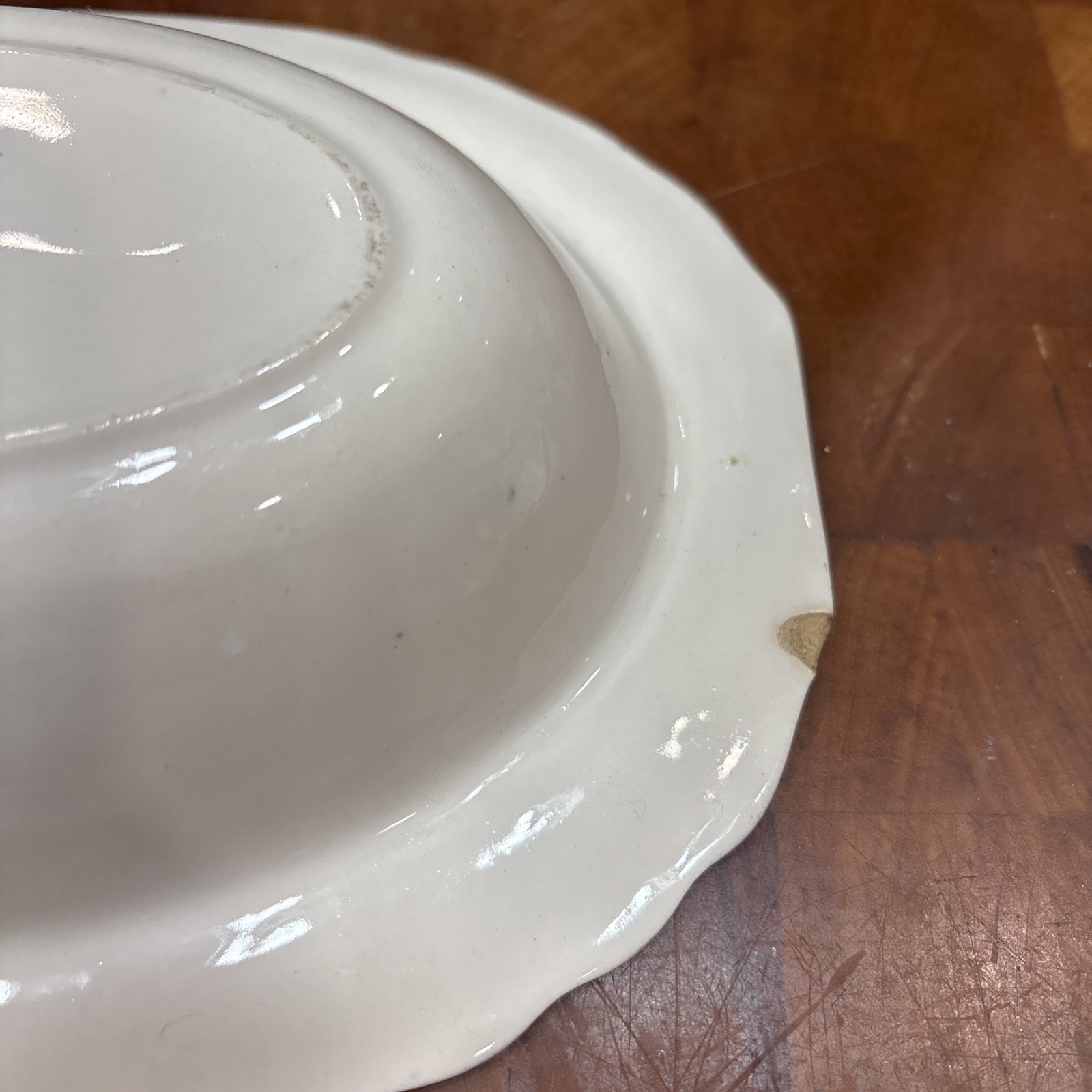 Vtg Wood & Sons England Blue White Transfer Ware Oval Serving Bowl Landscape SEE