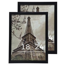 18x24 Poster Frame Black Wood Frame with Plexiglass Horizontal and Vertical F...