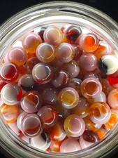 10x 5/8" Jabo Classics Marbles Lot Orange, White, Red Fenton UV Reactive