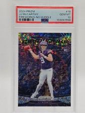 2024 Panini Prizm J.J. MCCARTHY ROOKIE FIREWORKS SILVER NO HUDDLE RC PSA 10