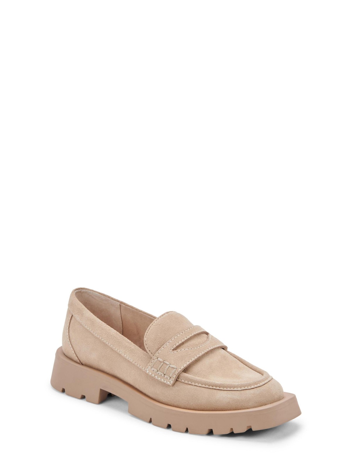 DOLCE VITA Womens Beige Elias Toe Block Heel Slip On Leather Heeled Loafers 9