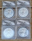 2017 Set of 4 Coins American Silver Eagle MS70 $1 ANACS Certified First Strike