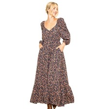 Reversible Floral Wide Flare Maxi Dress - Midnight