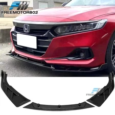 Fit 21-22 Honda Accord Carbon Fiber Print PP Front Bumper Lip Splitter 3PC