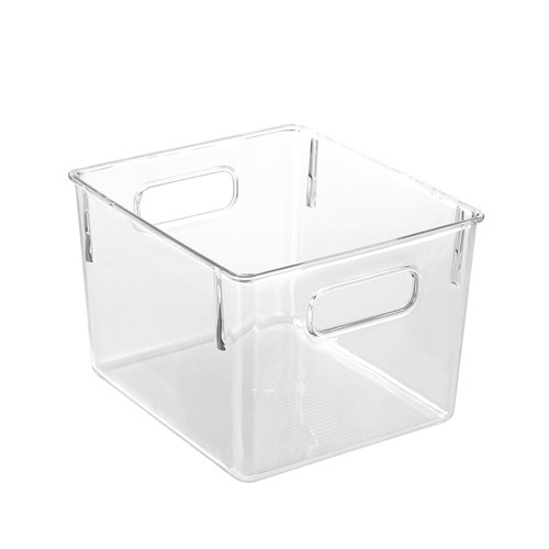 3 x Medium Acrylic Storage Container 21x19cm Box Organiser Basket Bin Clear Tray - Picture 3 of 4