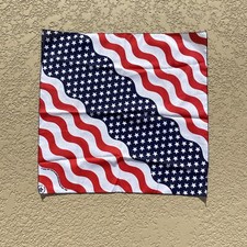 Vintage Wamcraft American Flag Bandana Handkerchief Scarf Made In USA
