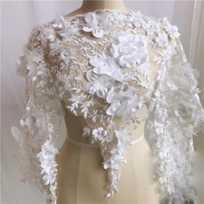 Lace Trim 3D Flower Embroidered Beaded Applique Ribbon Sewing Fabric Material