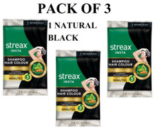 STREAX INSTA SHAMPOO Hair Colour, 1 NATURAL BLACK 7.5 MLPack of 3 -Form Liquid
