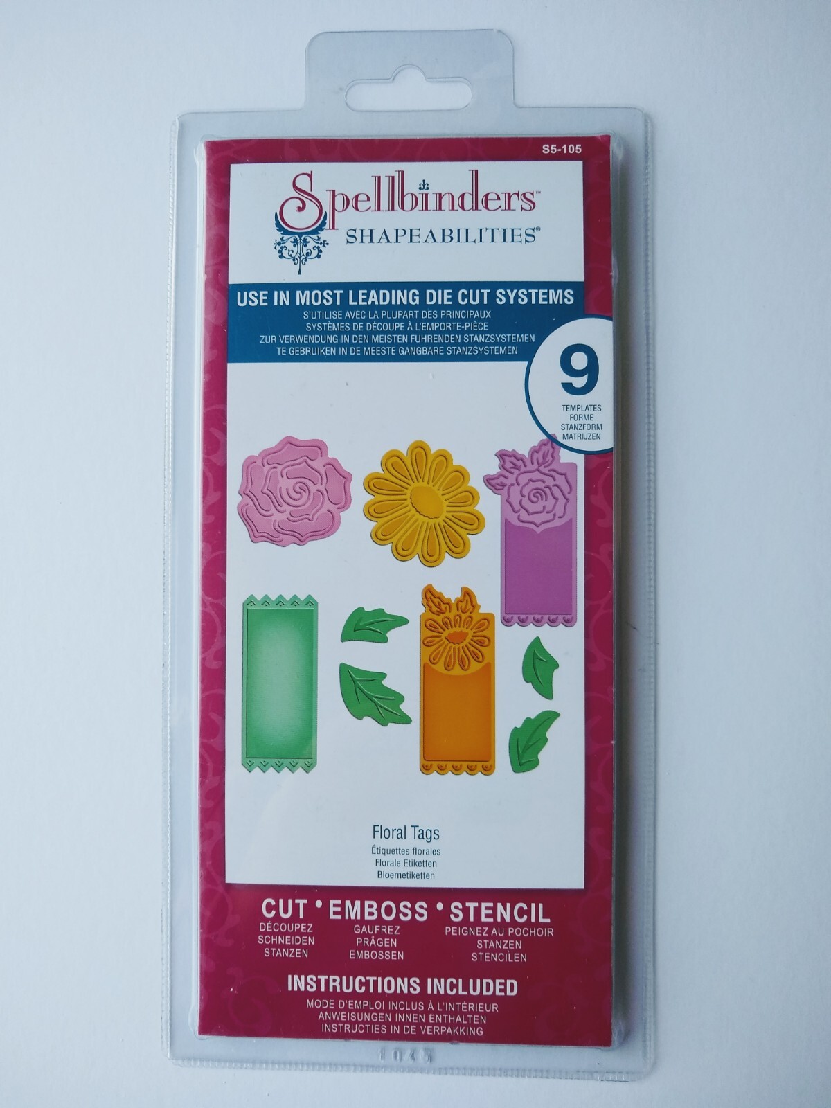Spellbinders Shapeabilities Floral Tags Die Set  9 Dies  Tags Flowers Leaves