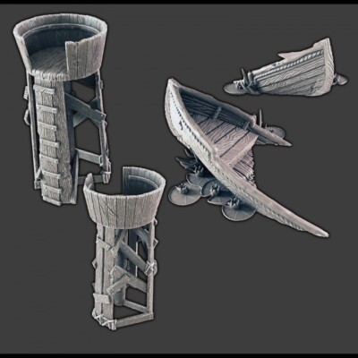 Crows Nest Watchtower 28mm Tabletop Terrain Miniature Set, Scatter, Scenery