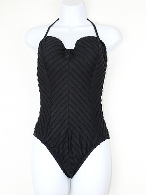 black textured swimsuit