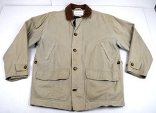 Vintage Coat Great Lakes Size M 90s Beige Cotton Plaid Lining Corduroy Collar