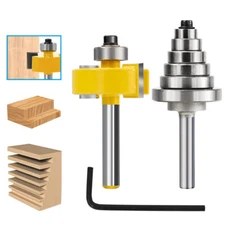 1/4 inch Shank Router Bit Set With 6 Bearing Rabbet Tenon Woodworking Cutter