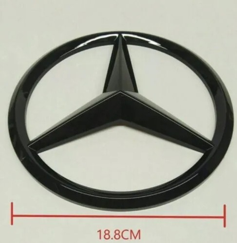 Mercedes Front GLÄNZEND SCHWARZ Grillabzeichen Abdeckung 18,8cm A C CLA GLA ML CLS E KLASSE - Bild 3 von 12