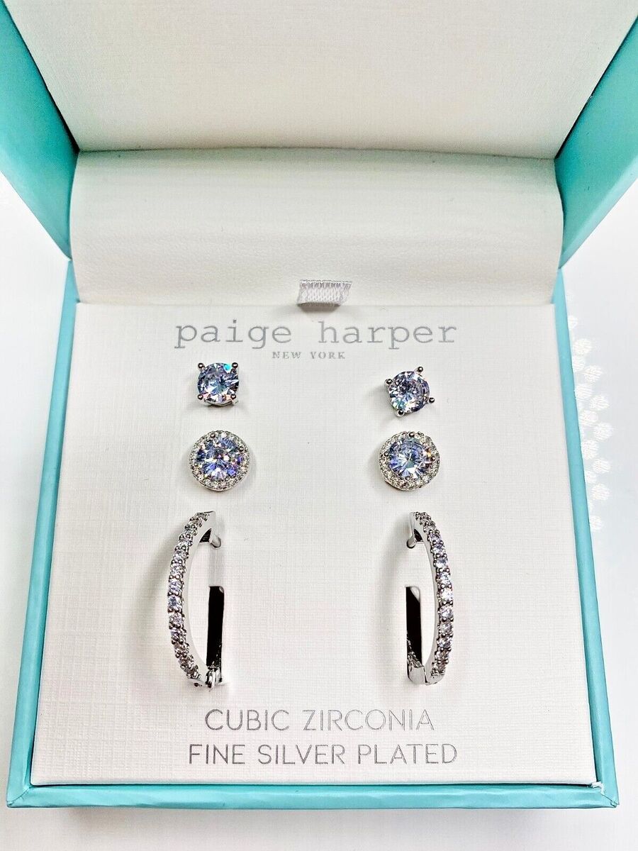 Silver Cubic Zirconia Stud & Hoop Diamante Earring Pack