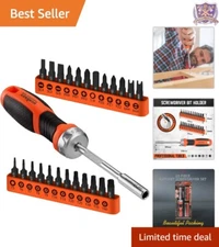 25-Piece Torx Bit Set S2 Steel 1/4" Ratcheting Driver Magnetic for Repairs