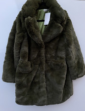 Cherry Koko 882 Green Super Soft Faux Fur Coat Size M/l Bnwt