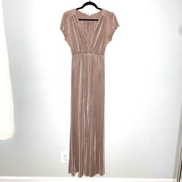 Athena pleated maxi top dress in gold