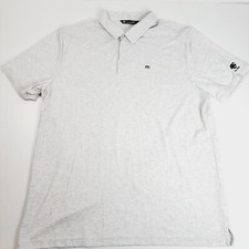 Travis Mathew XXL 2XL Gray White Golf Polo Performance Shirt Pima Cotton Blend