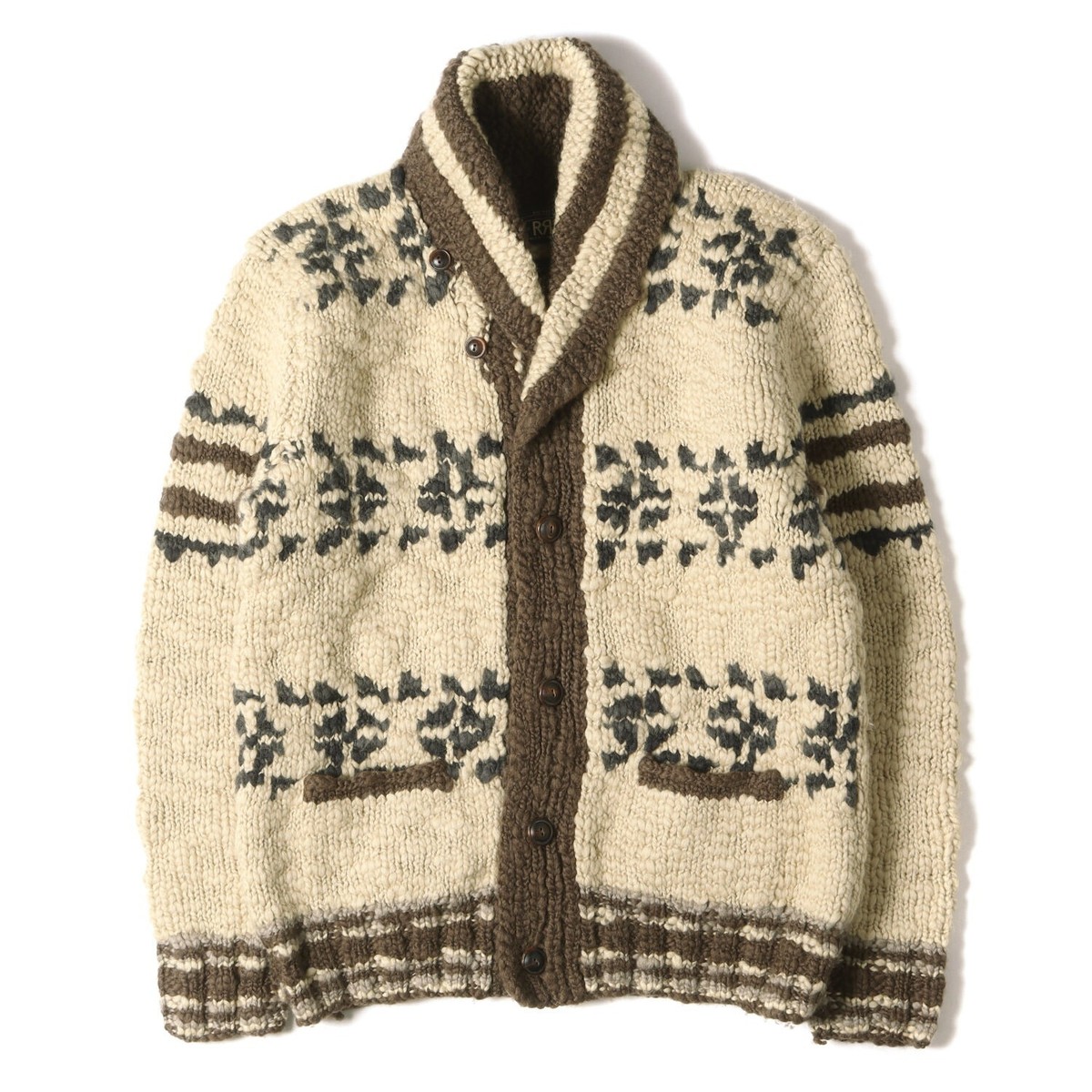 RRL Ralph Lauren Rodeo Hand Knit Shawl Collar Cowichan Sweater