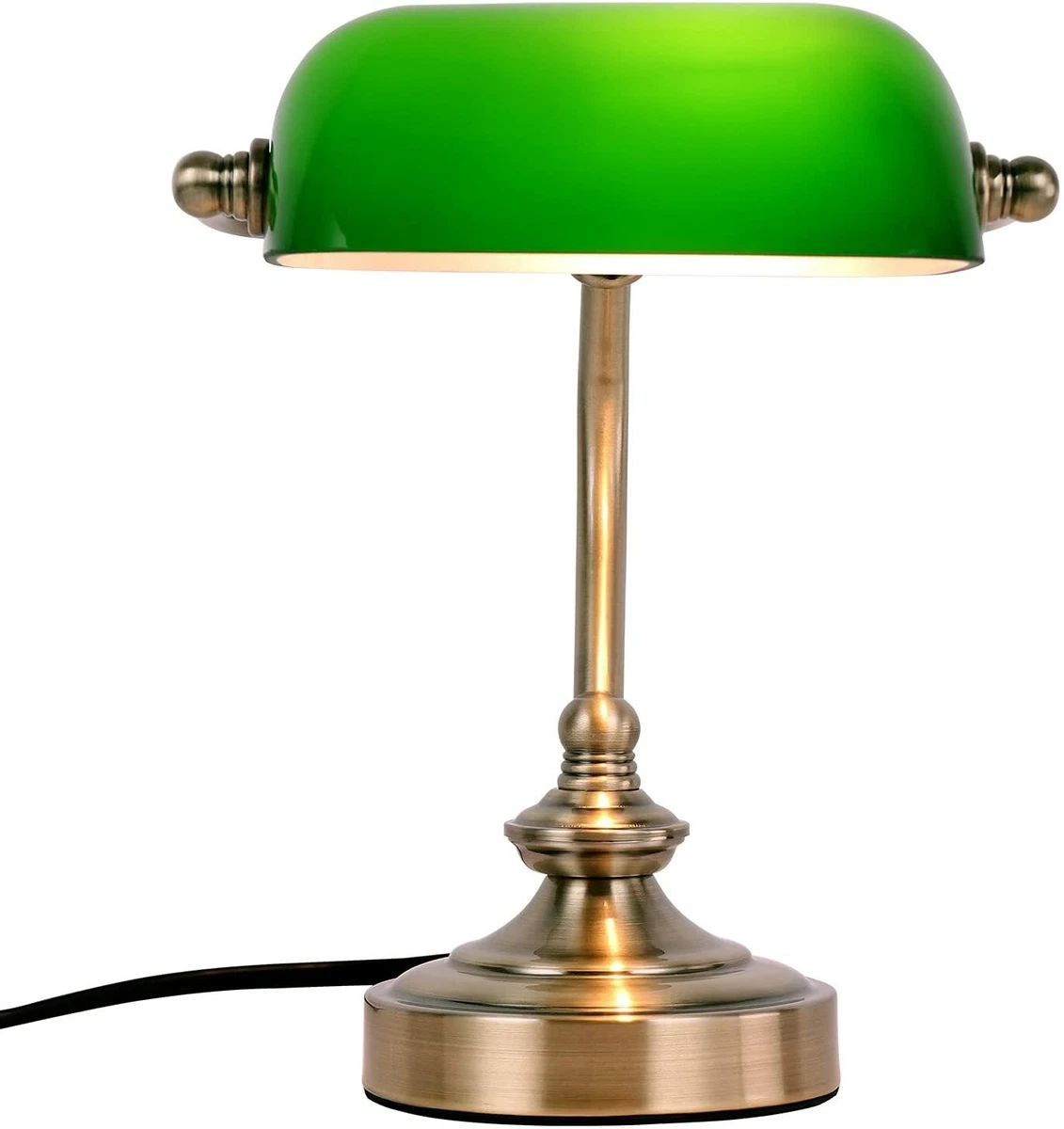 Green glass desk lamp deals