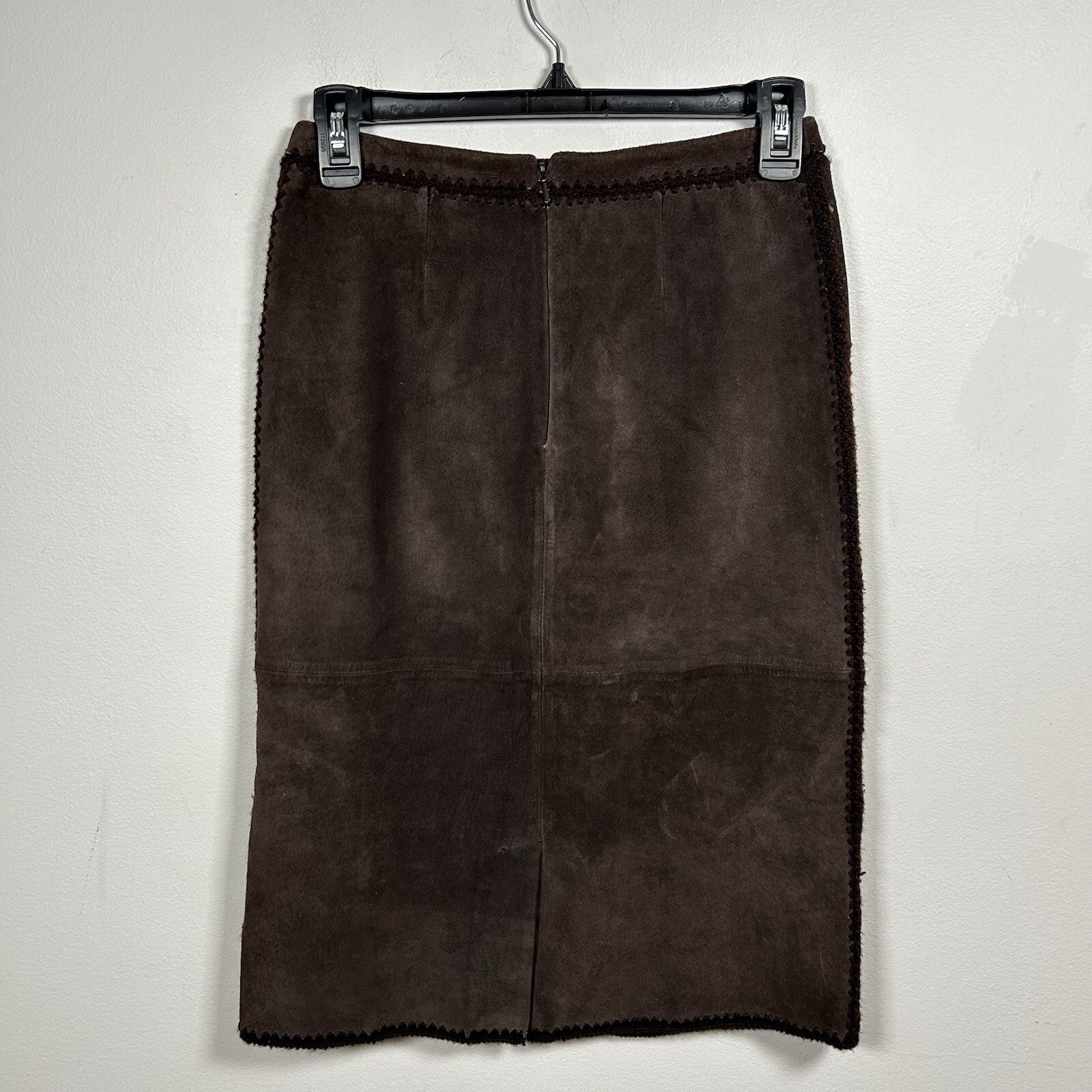 VTG Express 90’s Suede Crochet Patchwork Granny Square Midi Skirt Sz 1-2 RARE image 3
