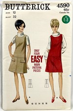 1960s Butterick Sewing Pattern 4590 Womens 1-Pc Jumper 2 Styles Size 12 12473