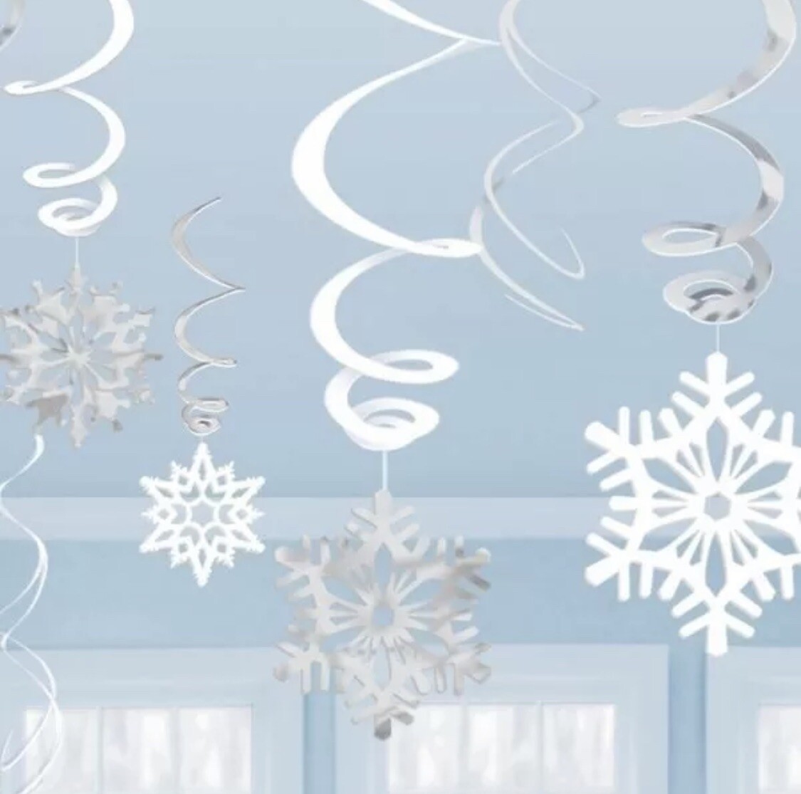12 Snowflake Christmas Party Hanging Swirls Decoration Frozen Party