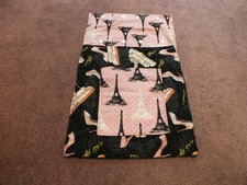 Beautiful Handmade Pocket for Locker Vanity etc. Black Pink Paris Motif 18 x 11"