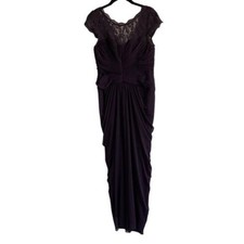 Adrianna Papell Lace Yoke Drape Gown, Purple, Size 8