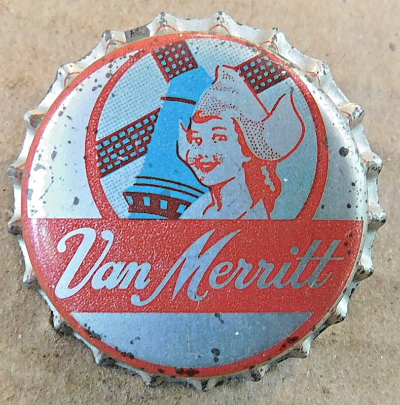 silver VAN MERRITT beer bottle cap UNUSED WITH CORK 1953-55 Burlington WI