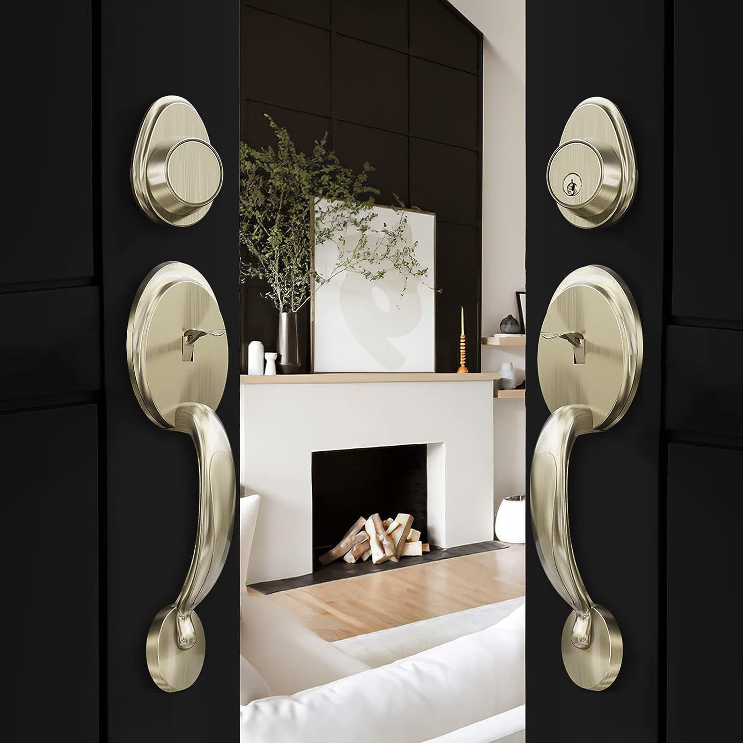 Door Locks with Deadbolt Locks for Doors Double Door Handle with Dummy