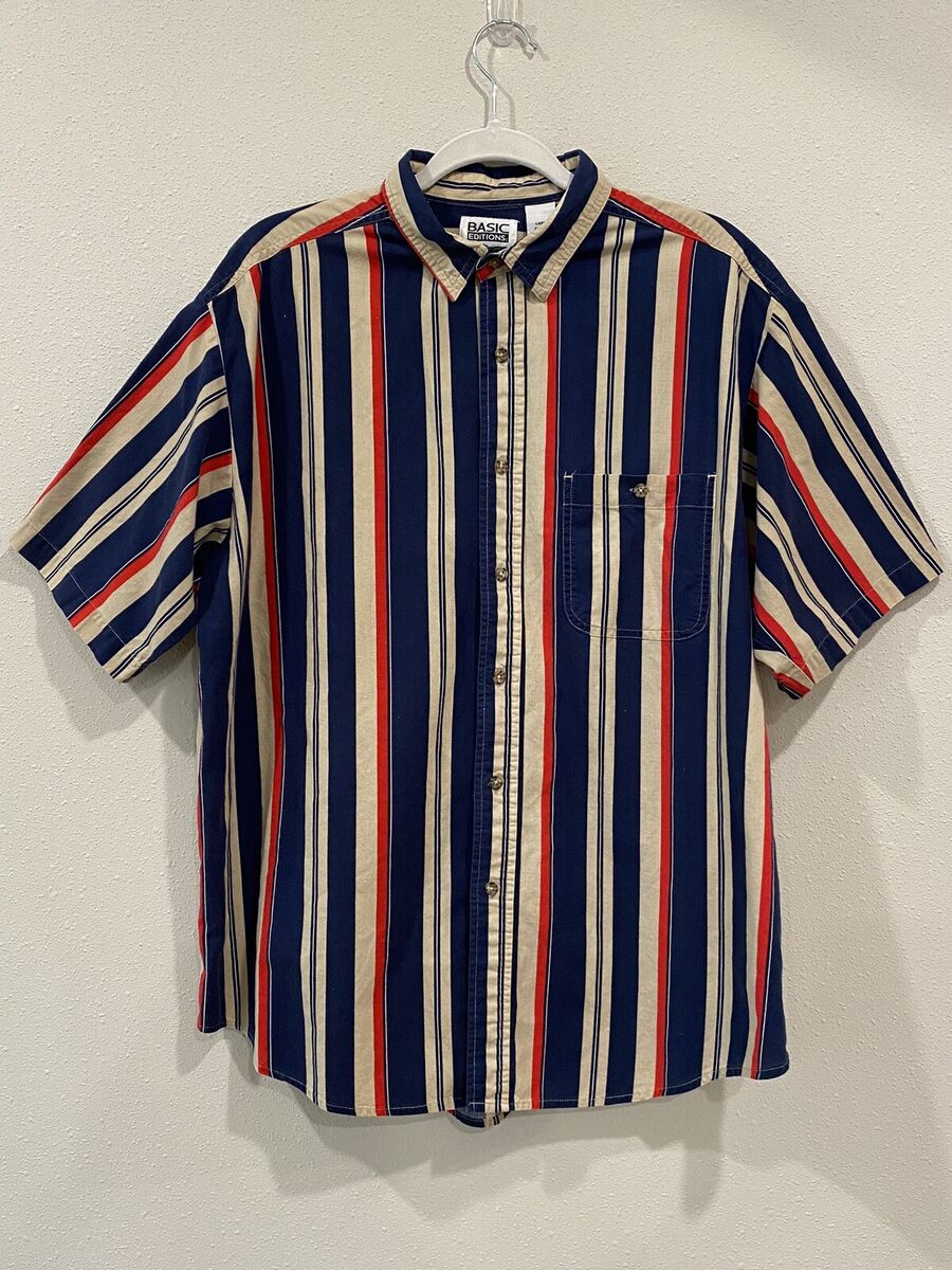Vintage Basic Editions Striped Multicolor Oversized Button Vintage Basic Editions Striped Multicolor Oversized Button