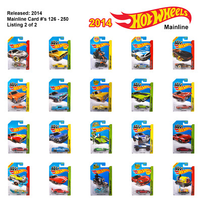 HOT WHEELS 2014 Mainline 1/64 Scale Diecast Long Card 126 - 250 You Pick 2 of 2