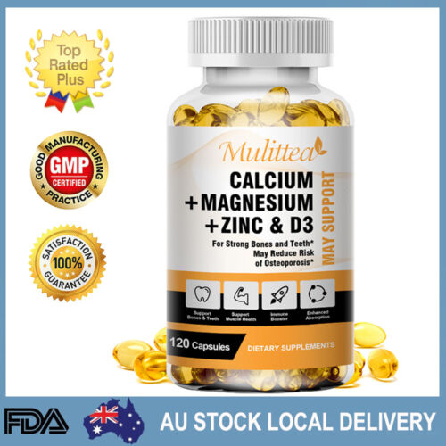Calcium Magnesium Zinc Capsules With Vitamin D3 Boost Immune Support Bone Health - Picture 1 of 9