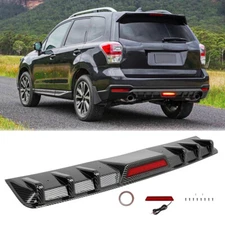 Carbon Rear Bumper Diffuser Splitter Lip W/ Led Brake Lights For Subaru Forester