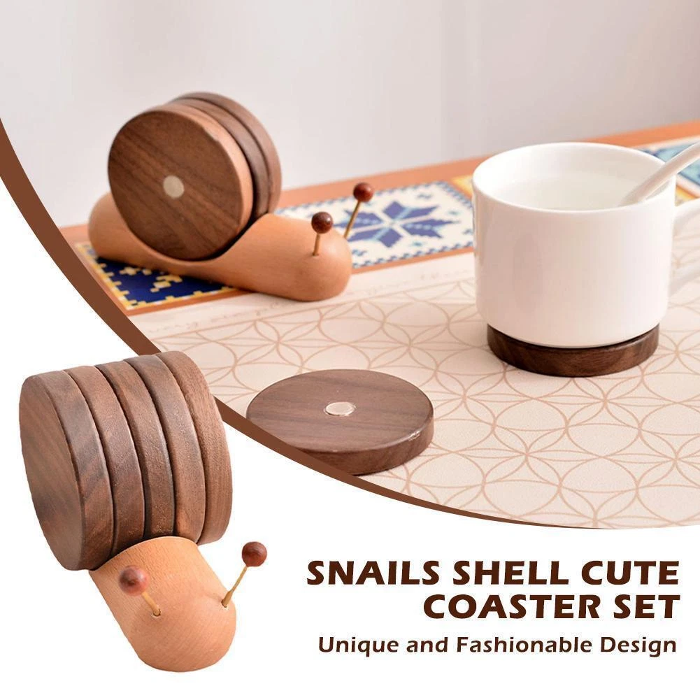 Wooden Snail Coasters Cute Funny Coasters For Drinks Coffee Table
