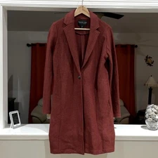 Rachel Zoe Women’s Terra Rossa One Button Hygge Boiled Wool Blend Overcoat Sz S
