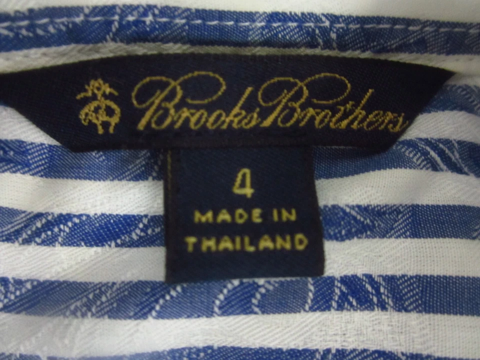 Blusa Camisa Brooks Brothers Mujer 4 Azul Blanco Rayas Cachemira LS Algodón XS Foto 2 de 4