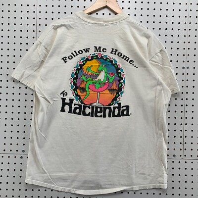 Vintage 80s Hacienda Shirt Mens XL Single Stitch White Follow Me Home  USA