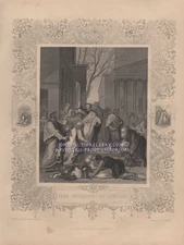 Paul Preaching At Ephesus-Bible-Apostle-1860 ANTIQUE VINTAGE ART PRINT-Engraving