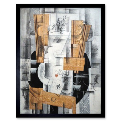 Braque Obstschale Ace Clubs Stillleben Gemälde Kunstdruck gerahmt 12x16
