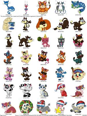754 CUTE CATS KITTENS EMBROIDERY MACHINE DESIGNS COLLECTION PES USB DRIVE