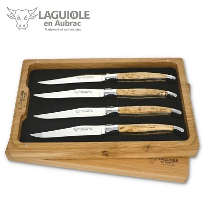 Laguiole en Aubrac - 4er Set Steakmesser Frankreich - Birke - Edle Tafelmesser - Bild 1 von 4